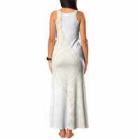 Tonga White Sunday Tank Maxi Dress Lotu Tamaiti Tongan Kupesi Pattern