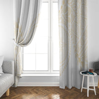 Tonga White Sunday Window Curtain Lotu Tamaiti Tongan Kupesi Pattern