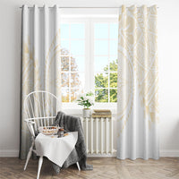 Tonga White Sunday Window Curtain Lotu Tamaiti Tongan Kupesi Pattern