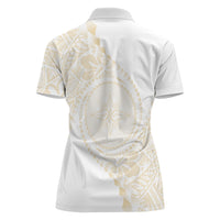 Tonga White Sunday Women Polo Shirt Lotu Tamaiti Tongan Kupesi Pattern
