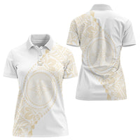 Tonga White Sunday Women Polo Shirt Lotu Tamaiti Tongan Kupesi Pattern