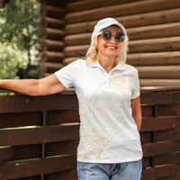 Tonga White Sunday Women Polo Shirt Lotu Tamaiti Tongan Kupesi Pattern