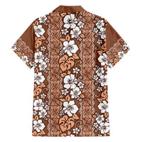 Hawaii Vintage Brown Hibiscus Tapa Pattern Hawaiian Shirt