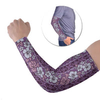 Hawaii Vintage Violet Hibiscus Tapa Pattern Arm Sleeves - Polynesian Pride