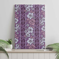 Hawaii Vintage Violet Hibiscus Tapa Pattern Canvas Wall Art