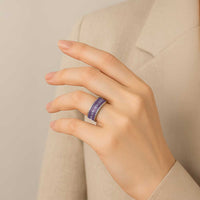 Hawaii Vintage Violet Hibiscus Tapa Pattern Classic Ring - Polynesian Pride