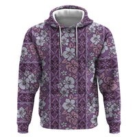 Hawaii Vintage Violet Hibiscus Tapa Pattern Hoodie LT05 Pullover Hoodie Violet - Polynesian Pride