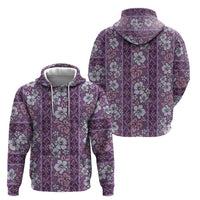 Hawaii Vintage Violet Hibiscus Tapa Pattern Hoodie LT05 - Polynesian Pride