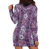 Hawaii Vintage Violet Hibiscus Tapa Pattern Hoodie Dress
