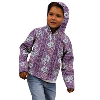Hawaii Vintage Violet Hibiscus Tapa Pattern Kid Hoodie