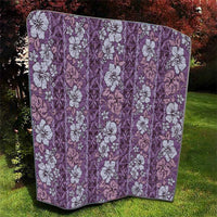 Hawaii Vintage Violet Hibiscus Tapa Pattern Quilt