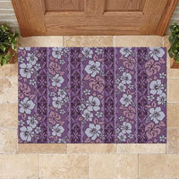 Hawaii Vintage Violet Hibiscus Tapa Pattern Rubber Doormat