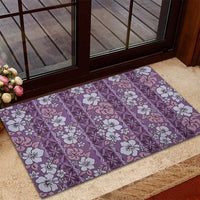 Hawaii Vintage Violet Hibiscus Tapa Pattern Rubber Doormat