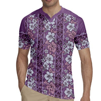 Hawaii Vintage Violet Hibiscus Tapa Pattern Rugby Jersey
