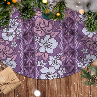 Hawaii Vintage Violet Hibiscus Tapa Pattern Tree Skirt