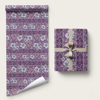 Hawaii Vintage Violet Hibiscus Tapa Pattern Wrapping Paper - Polynesian Pride