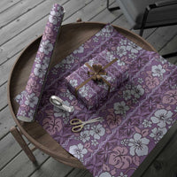 Hawaii Vintage Violet Hibiscus Tapa Pattern Wrapping Paper - Polynesian Pride