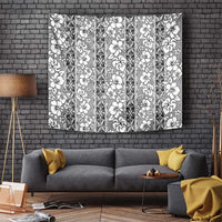 Hawaii Vintage Gray Hibiscus Tapa Pattern Tapestry
