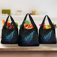 Aotearoa New Zealand Grocery Bag Koru Fern Blue Gradient LT05 3-pack One Size Blue - Polynesian Pride