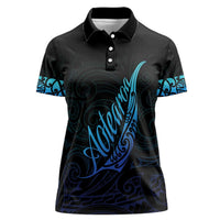 Aotearoa New Zealand Women Polo Shirt Koru Fern Blue Gradient LT05 Female Blue - Polynesian Pride