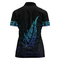 Aotearoa New Zealand Women Polo Shirt Koru Fern Blue Gradient LT05 - Polynesian Pride