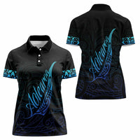 Aotearoa New Zealand Women Polo Shirt Koru Fern Blue Gradient LT05 - Polynesian Pride