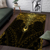 Polynesia Area Rug With Christian Cross LT05 Gold - Polynesian Pride