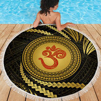 Polynesia Beach Blanket With Hindu Om Symbol LT05 - Wonder Print Shop