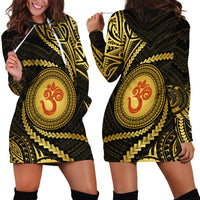 Polynesia Hoodie Dress With Hindu Om Symbol LT05 - Polynesian Pride