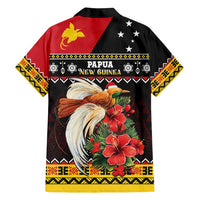 Papua New Guinea Christmas Family Matching Off Shoulder Short Dress and Hawaiian Shirt Bird Of Paradise Hamamas Krismas