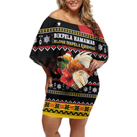 Papua New Guinea Christmas Family Matching Off Shoulder Short Dress and Hawaiian Shirt Bird Of Paradise Hamamas Krismas