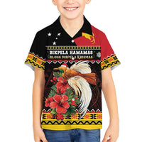 Papua New Guinea Christmas Family Matching Tank Maxi Dress and Hawaiian Shirt Bird Of Paradise Hamamas Krismas LT05 Son's Shirt Black - Polynesian Pride