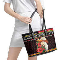 Papua New Guinea Christmas Leather Tote Bag Bird Of Paradise Hamamas Krismas