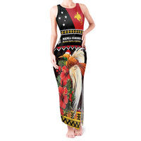 Papua New Guinea Christmas Tank Maxi Dress Bird Of Paradise Hamamas Krismas LT05 Women Black - Polynesian Pride