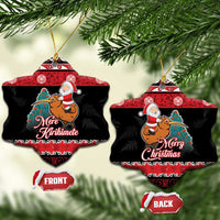 New Zealand Christmas Ceramic Ornament Funny Santa Riding Kiwi Meri Kirihimete
