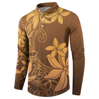 Tiare Tahiti Button Sweatshirt Brown Polynesia Motifs - Polynesian Pride
