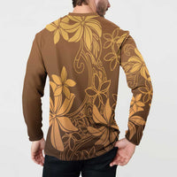 Tiare Tahiti Button Sweatshirt Brown Polynesia Motifs - Polynesian Pride