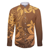 Tiare Tahiti Family Matching Off Shoulder Short Dress and Hawaiian Shirt Brown Polynesia Motifs - Polynesian Pride