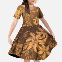 Tiare Tahiti Family Matching Short Sleeve Bodycon Dress and Hawaiian Shirt Brown Polynesia Motifs - Polynesian Pride