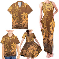Tiare Tahiti Family Matching Tank Maxi Dress and Hawaiian Shirt Brown Polynesia Motifs - Polynesian Pride