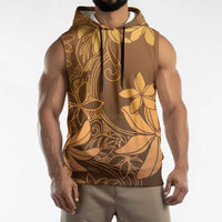 Tiare Tahiti Sleeveless Hoodie Brown Polynesia Motifs - Polynesian Pride