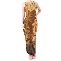 Tiare Tahiti Tank Maxi Dress Brown Polynesia Motifs LT05 Women Brown - Polynesian Pride