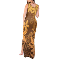 Tiare Tahiti Tank Maxi Dress Brown Polynesia Motifs LT05 - Polynesian Pride