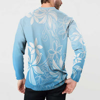 Tiare Tahiti Button Sweatshirt Blue Polynesia Motifs - Polynesian Pride