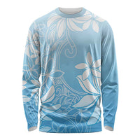 Tiare Tahiti Long Sleeve Shirt Blue Polynesia Motifs - Polynesian Pride