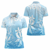 Tiare Tahiti Women Polo Shirt Blue Polynesia Motifs - Polynesian Pride