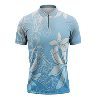Tiare Tahiti Zipper Polo Shirt Blue Polynesia Motifs - Polynesian Pride