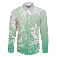 Tiare Tahiti Family Matching Long Sleeve Bodycon Dress and Hawaiian Shirt Matcha Polynesia Motifs - Polynesian Pride