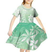 Tiare Tahiti Kid Short Sleeve Dress Matcha Polynesia Motifs - Polynesian Pride