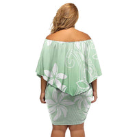 Tiare Tahiti Off Shoulder Short Dress Matcha Polynesia Motifs - Polynesian Pride